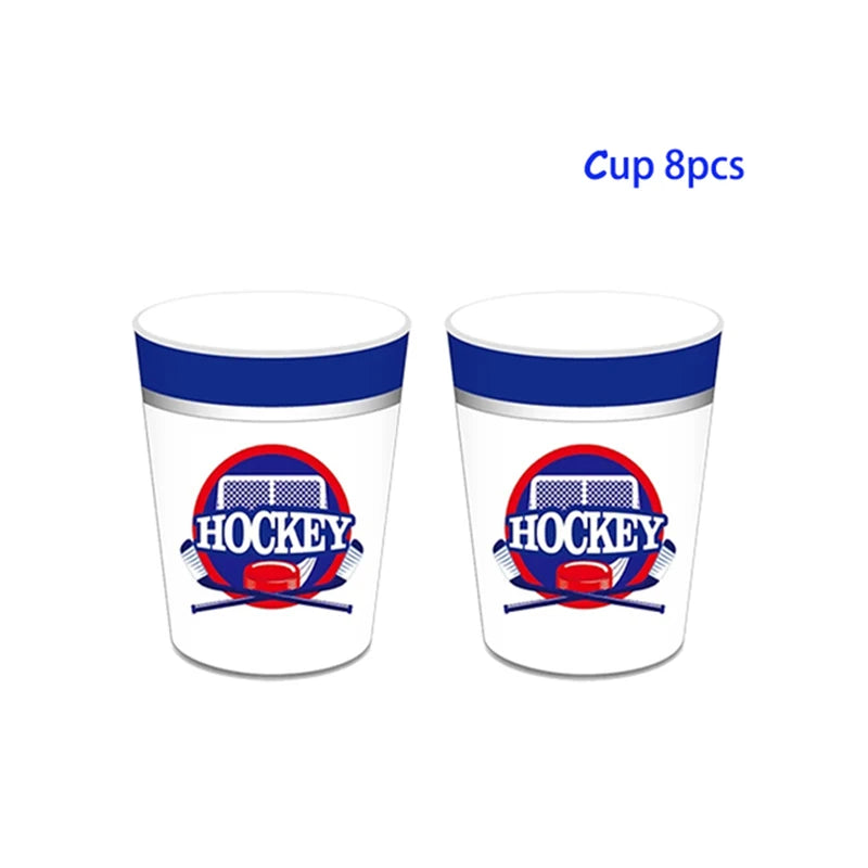 Hockey Themed Birthday Party Decorations Balloons Set Happy Birthday Banner Cake Topper Sports Theme ice hockey Party Supplies Good Vibrations