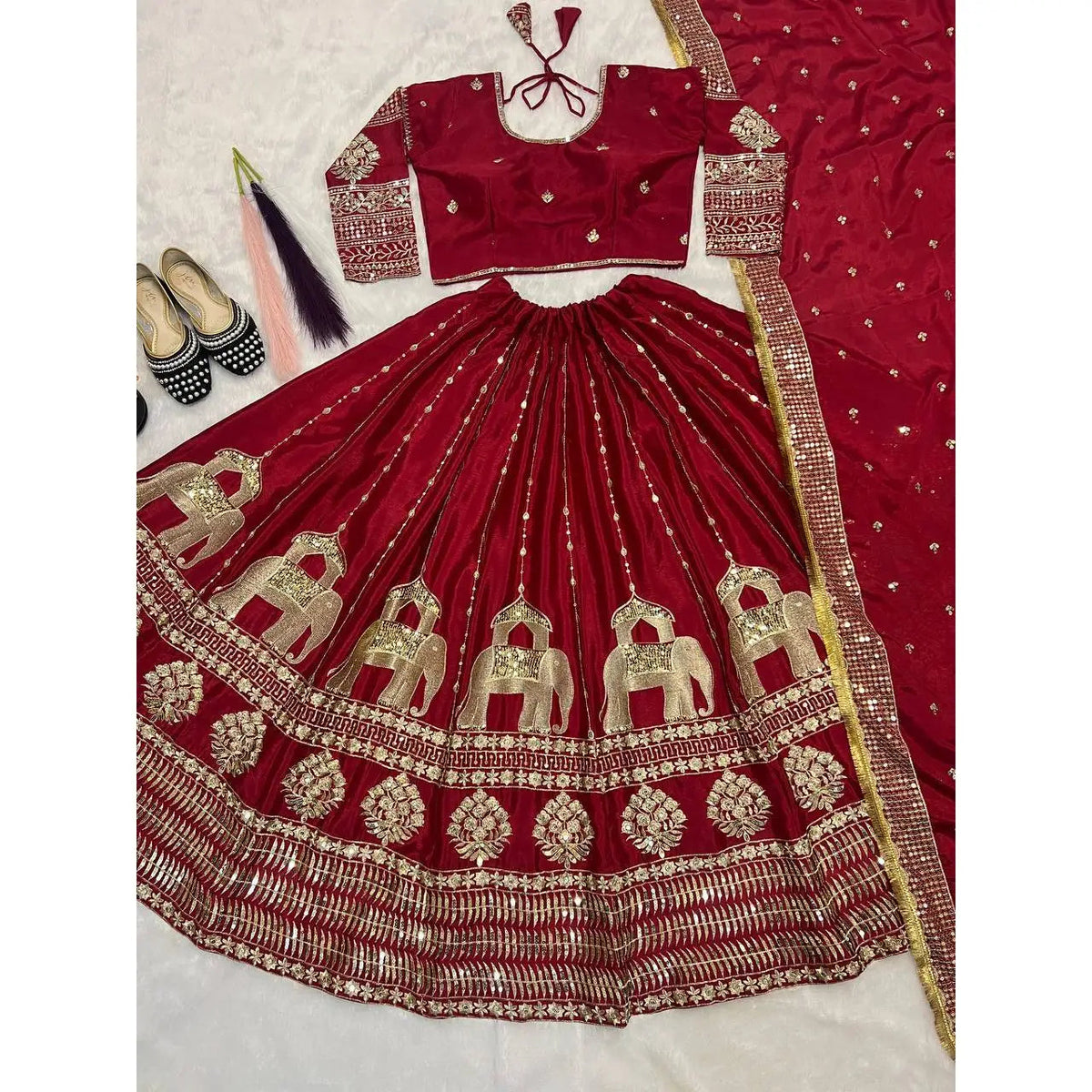 Designer Wedding Dresses Embroidered Lehenga Choli with Sequence Work Good Vibrations
