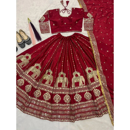 Designer Wedding Dresses Embroidered Lehenga Choli with Sequence Work Good Vibrations
