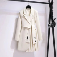 Blazer Women 2025 Spring New Fashion Women Clothing Suit Skirt Jacket Belt Waist Slim Suit Women Blazer Long Coat Black Blazers Good Vibrations