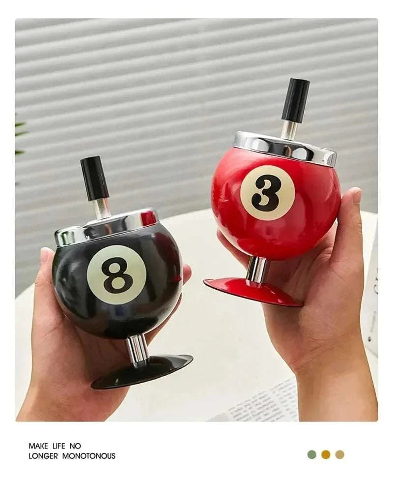 Creative Push Down Cigarette Ashtray Billiards Ball Ashtray Metal Smoking Ash Tray for Indoor or Outdoor Use Good Vibrations Adult Super Store