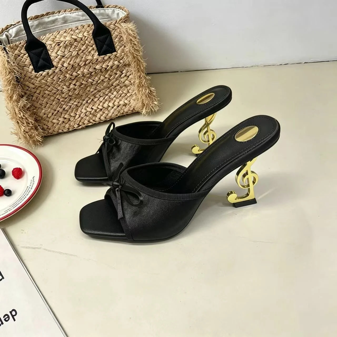Women's High Heels Fashion Luxury Metal Heels Women Open Toe Sexy Party Women Dress Women Sandals Zapatillas De Mujer Good Vibrations