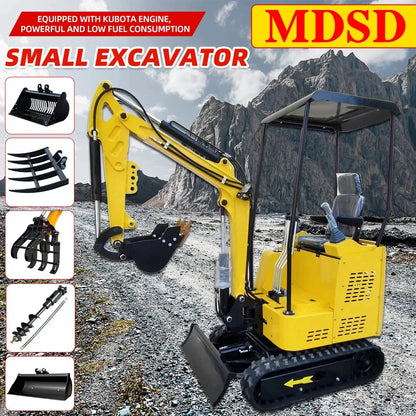 New Mini Excavator For Kubota  Agriculture Crawler 1.2 Tons Excavator Kubota Engine Electric Diesel Mini Excavator For Sale Good Vibrations