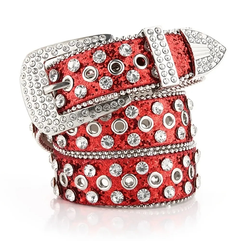 Women's Rhinestone Hollow Belt Women's Pin Buckle Studded Belt For Women Wedding Party Belt Valentines Gifts For Her Good Vibrations