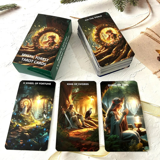 78PCS 70*120mm Tarot English PDF Guide Love Career Mysterious Forest Message Divination Rune Board Game Good Vibrations