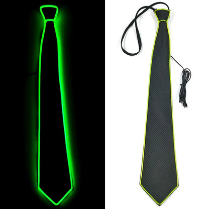 Flashing Neon Light LED Tie Halloween Christmas Dance Supplies Wedding Performance Decoration Luminous EL Wire Necktie Good Vibrations