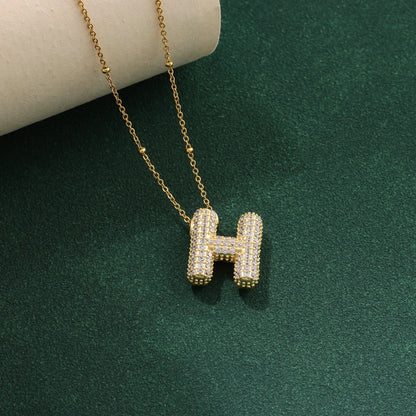 New Luxury Zircon Crystal 26 English Letters Stainless Steel Necklaces For Women Trendy Female Choker Chain Jewelry Wholesale Good Vibrations