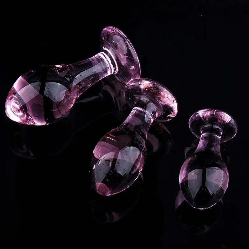 Pink Crystal Glass Butt Plug for Women's Anal and Pleasure