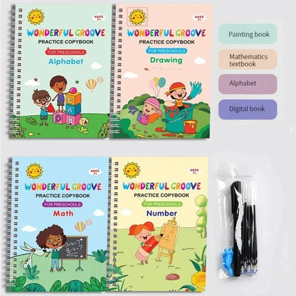 4 Books Pen Magic Copy Book Free Wiping Children Kids Writing Sticker Practice English Copybook For Calligraphy Montessori Gift Good Vibrations