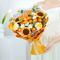 Teachers' Day Gift Bouquet Cross-border Finished Product Hand-knitted Wool Large Opening Tulip Simulation Flower Wholesale Good Vibrations
