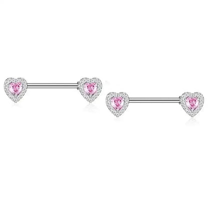 Pink Heart Nipple Piercing Barbell Set Shiny Crystal Nipple Rings Bulk For Women Flower Nippel Jewelry Pack Piercing Teton Lots Good Vibrations Adult Super Store