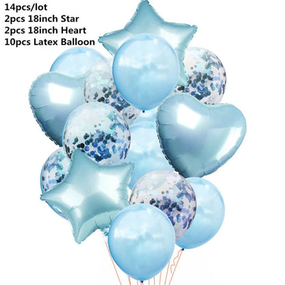 14pcs Rose Gold Mix Star Heart Confetti Latex Balloons Birthday Party Decorations Kids Adult Wedding Anniversary Globos Supplies Good Vibrations
