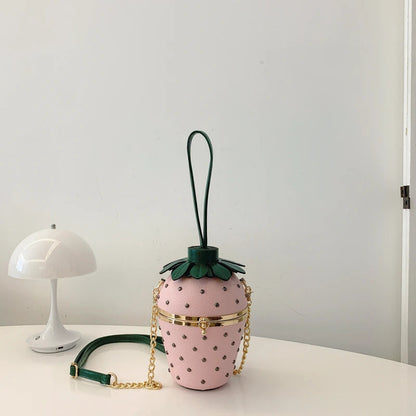 Designer Bolsos women  Shoulder Strawberry shaped rivet  Little Hand Bags Sac Handbags For Girls Ladies Purses And Crossbody Good Vibrations