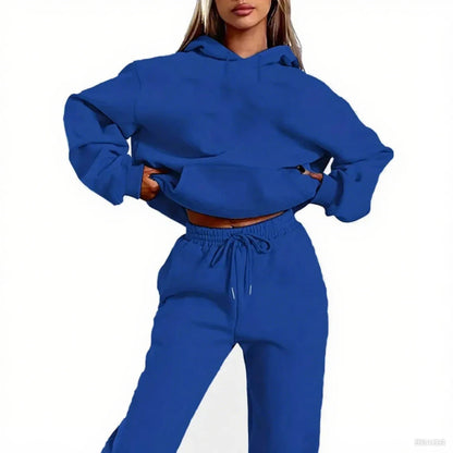 2025 Autumn/Winter New Velvet Warm Hoodie Sports Pants Two Piece Set for Men and Women Solid Color Loose Sports Jogging Set Good Vibrations