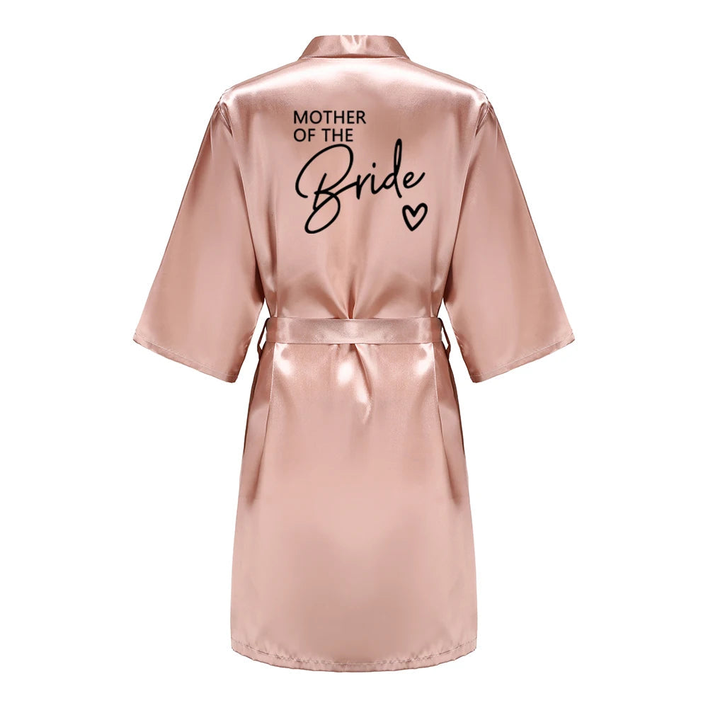Wedding Party Team Bride Robe With Black Letters Kimono Satin Pajamas Bridesmaid Bathrobe SP003 Good Vibrations