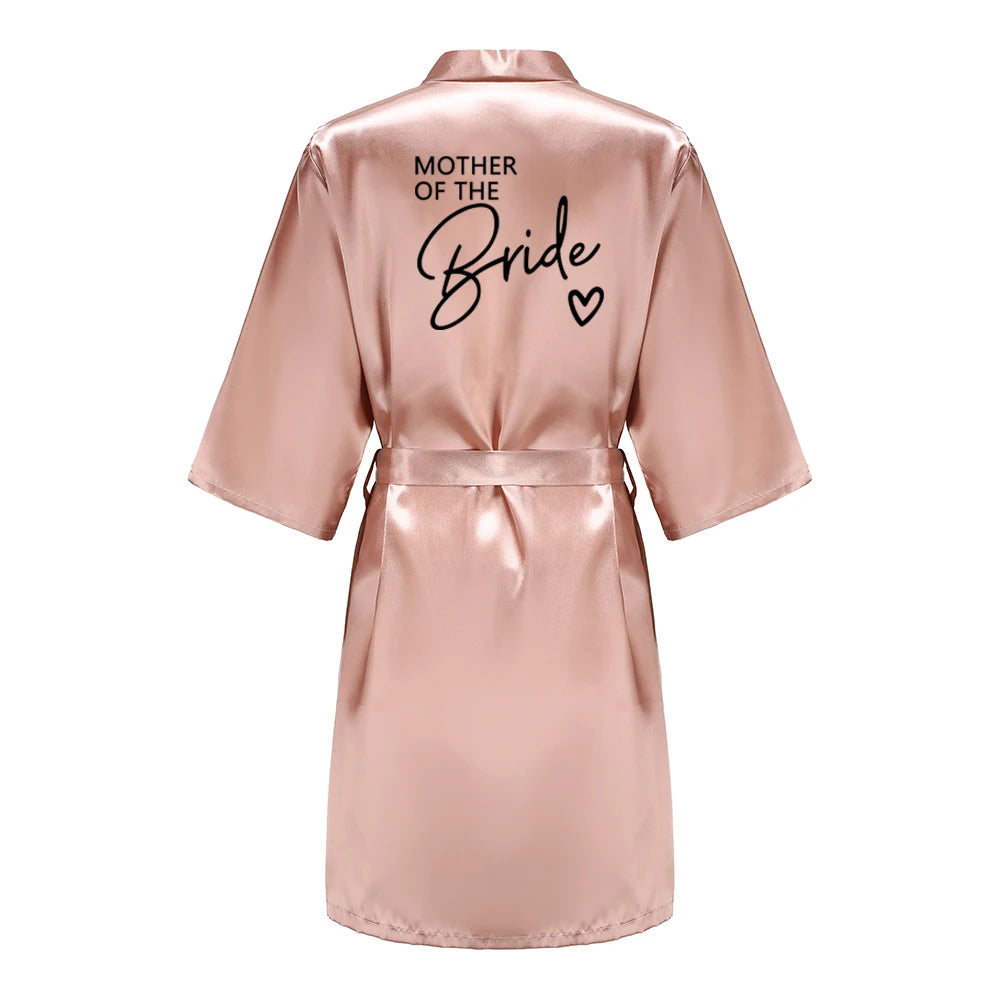 Wedding Party Team Bride Robe With Black Letters Kimono Satin Pajamas Bridesmaid Bathrobe SP003 Good Vibrations