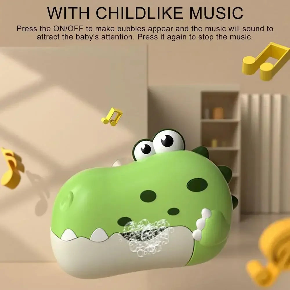 Bath Bubble Machine Music Automatic Bubble Blower Dinosaur Shape Electric With Suction Cup Children Bathing Companion For Kids Good Vibrations