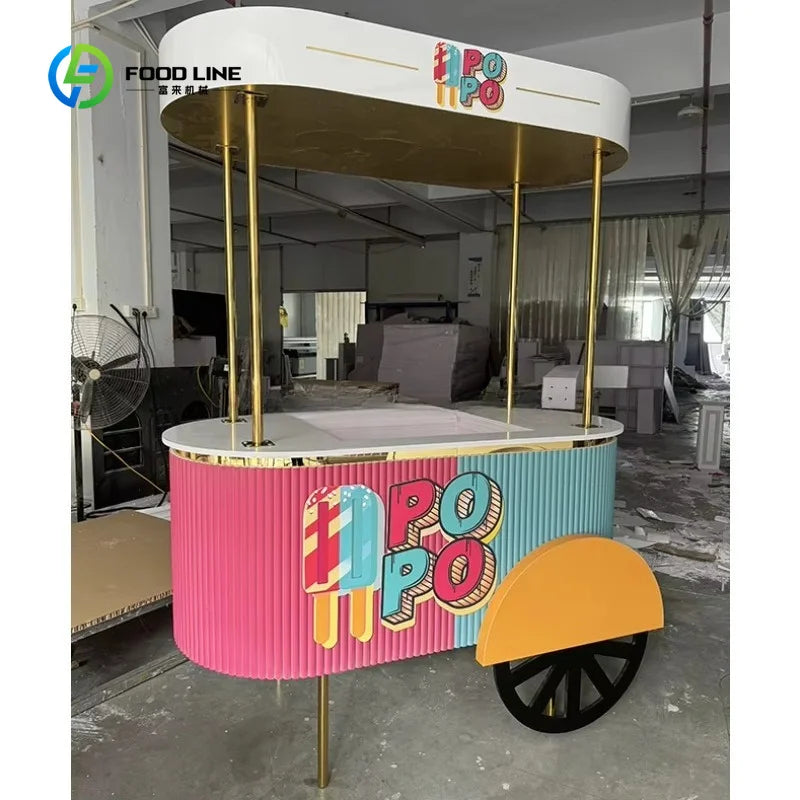 Customized Wedding Party Decorations Candy Cart and Flower Dessert Ice Cream Candy Cart for Children Kids Party Decor Good Vibrations