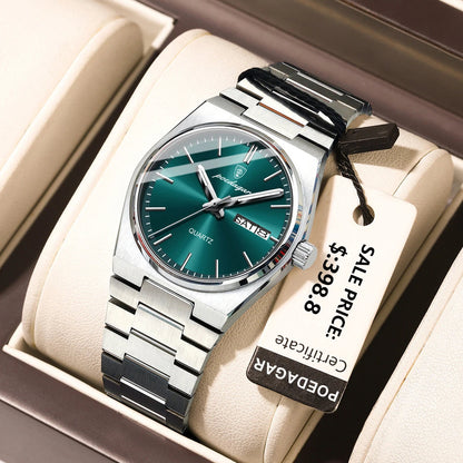 POEDAGAR Luxury Watch for Woman Ladies Elegant Quartz Watch Waterproof Luminous Date Week Stainless Steel Women's Watches Clock Good Vibrations