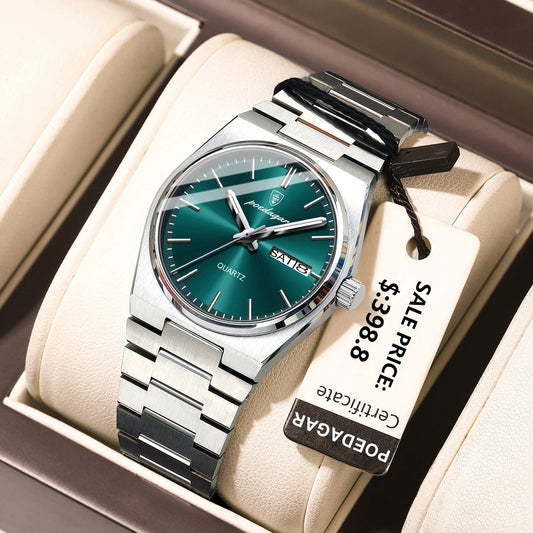 POEDAGAR Luxury Watch for Woman Ladies Elegant Quartz Watch Waterproof Luminous Date Week Stainless Steel Women's Watches Clock Good Vibrations