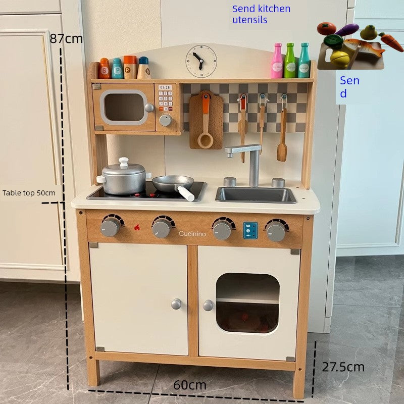 Kids Play House Refrigerator Wooden Children's Early Education Baby Girl Smart Water Wooden Kitchen Toys Suit Good Vibrations