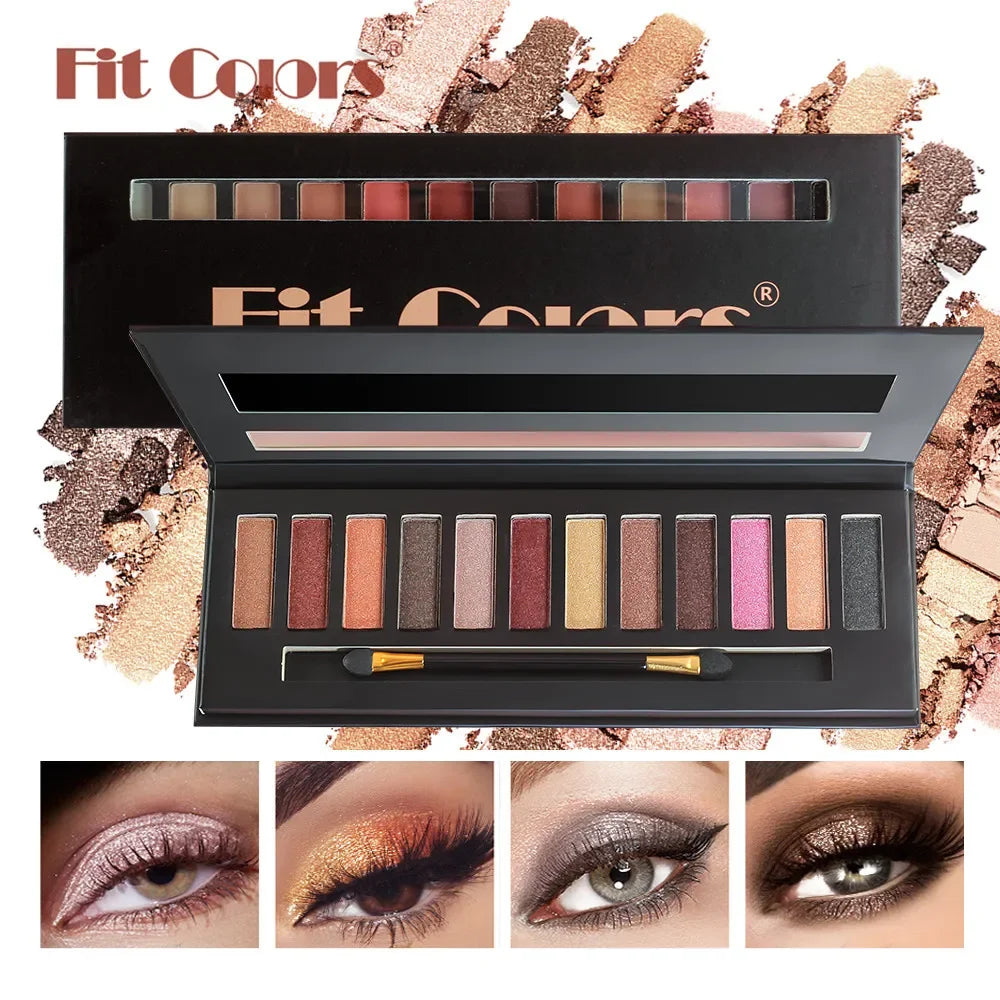 Fit Coiors 12 Color Eyeshadow Series--Best Pro Matte Pearlescent Highlight Eyeshadow Palette Makeup For Women Good Vibrations
