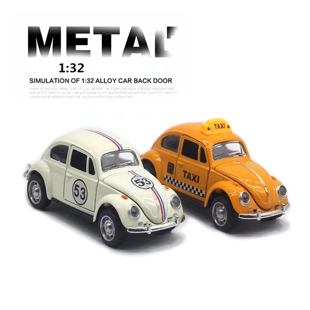1:32 Vintage Die-Cast Racing Car Toy,High-Quality Metal Alloy, Manual Pull-Back, Suitable for Ages 3+,Collectible Classical Car Good Vibrations