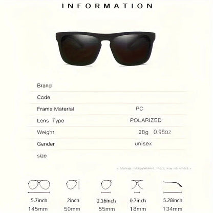 2pcs Square Polarized Sunglasses Anti Glare Sun Shades For Summer Party Vacation Travel Driving Fishing Good Vibrations
