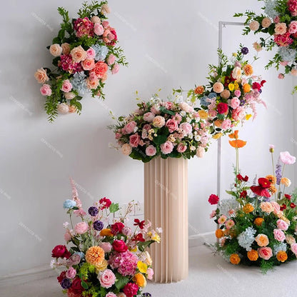 Wedding Decoration Outdor Artificial Flowers Decor Hanging Flower Row Road Leading Floor Flower Row Flower Ball Floral Backdrop Good Vibrations