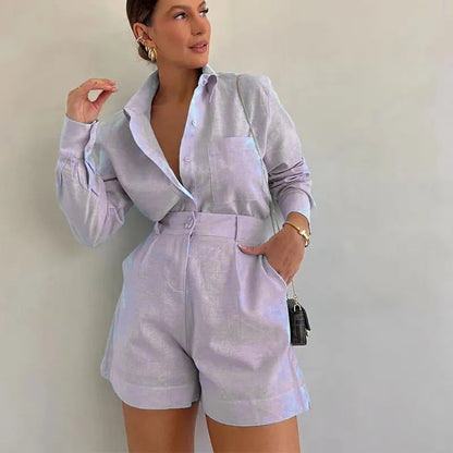 Women 2 Piece Set Outfit Women'S Vacation Fashion Casual Suit Solid Color Summer Conjuntos Para Mujeres 2 Piezas Elegantes 2025 Good Vibrations