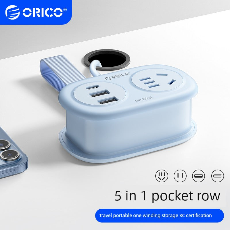 Orico Pocket Power Strip Portable Travel Socket Multifunctional Power Strip Dormitory USB Power Strip Desktop Charging Good Vibrations