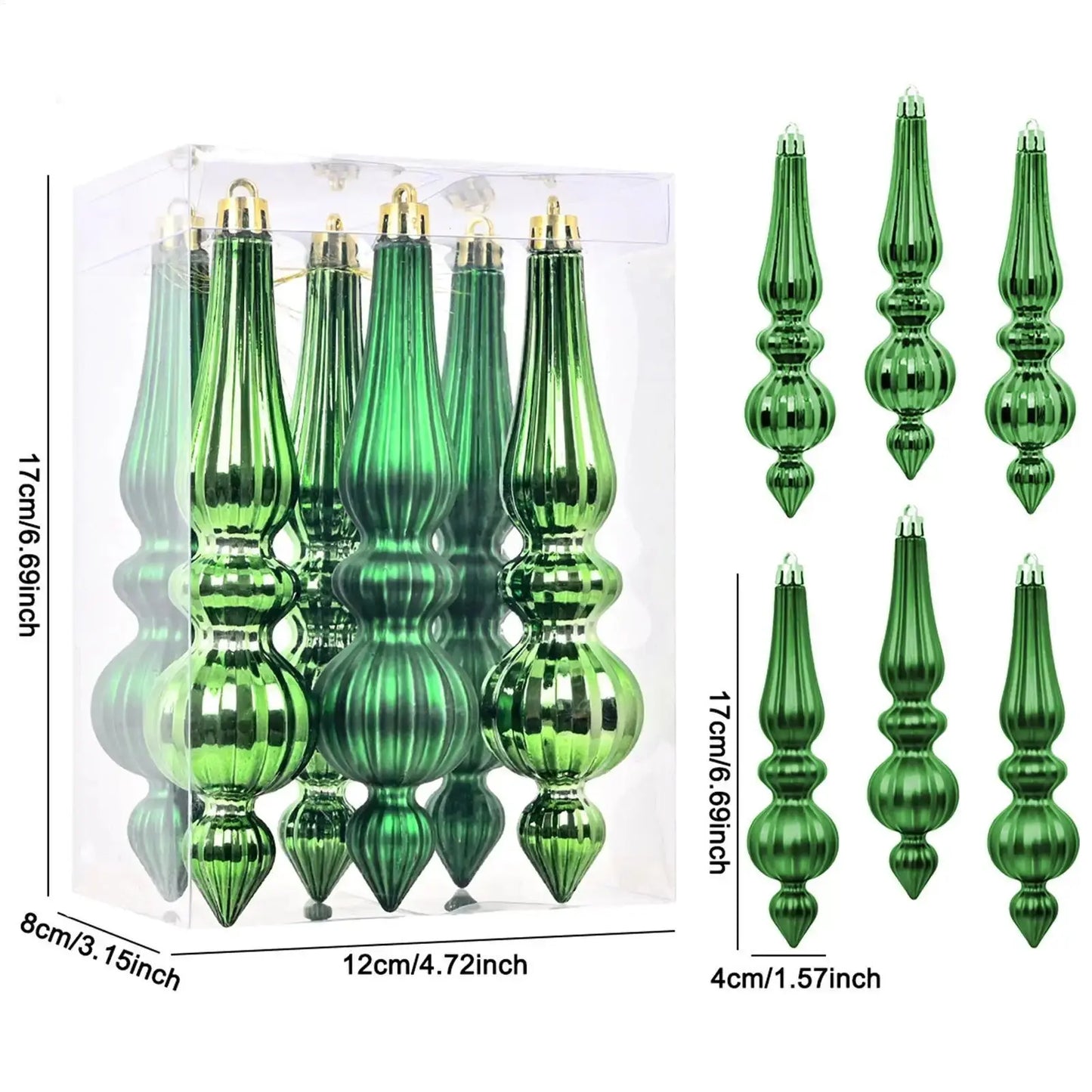 Christmas ornaments Finial Decorations 6X Hangable Christmas Finials Indoor Outdoor Decors Holiday Decoration For Mantel Tree Wedding Good Vibrations