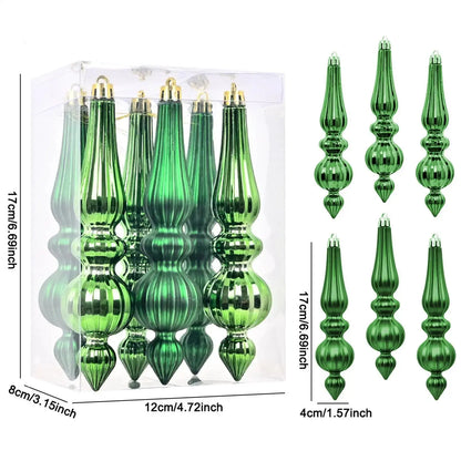 Christmas ornaments Finial Decorations 6X Hangable Christmas Finials Indoor Outdoor Decors Holiday Decoration For Mantel Tree Wedding Good Vibrations