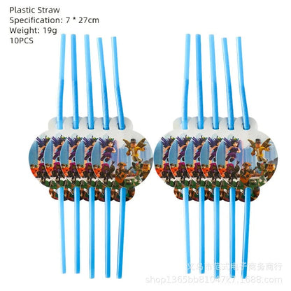 Game Roblox Cartoon Party Theme Birthday Supplies Balloon Banner Cake Topper Tableware Set Decorative Anime Peripheral Gifts Good Vibrations