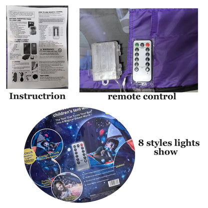 Bed Tents with Light Fun Foldable Play Pop up Outdoor Indoor Dream Tent Magic Playhouse Princess Secret Castle,Birthday for Kids Good Vibrations