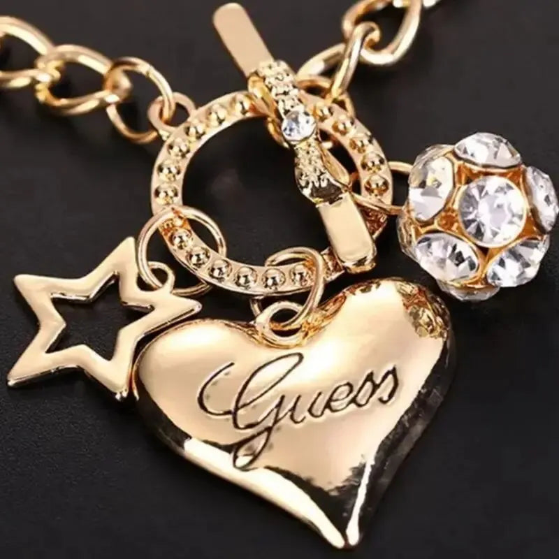 Big Heart Charm Hallowout Star Fire Ball Bracelet For Women Imitation Pearl Cute Charm Lock Closure Ins Women Bracelet Jewelry Good Vibrations