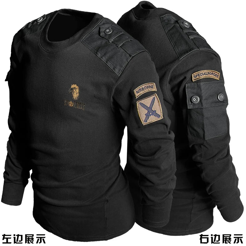 Army Tactical T-shirt Men's Spring Autumn Long Sleeve Military T Shirt Combat Clothes Uniform Tops Round Neck Cotton Tee 4XL Good Vibrations