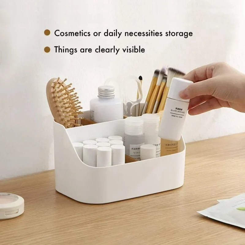 Desk Organizer,Office Supplies Organizers and Accessories,Makeup Brush Holder,Remote Control Holder with Movable Woode Partition Good Vibrations