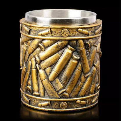 Gun Mugs Revolver Gun Tankard Beer Mug Ammo Bullet Resin Stainless Steel Inner Coffe Water Cup Stein Viking Mug Halloween Gift Good Vibrations