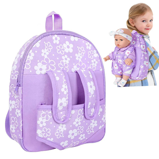 Fashion Newborn Backpack Doll Cute Flower Handbag for Girls Dolls Out Going Carry Bag Christmas Birthday Gift Good Vibrations