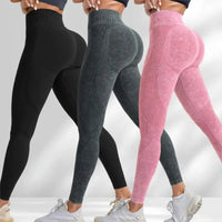 Women Seamless Gym High Waist Yoga Pants Hip Lifting Outdoor Sports Tight Waist Letter Sand Washed Pants Exercise Yoga Leggings Good Vibrations