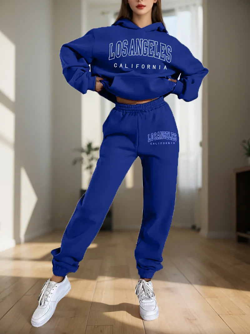 Women's Hoodies Two Pieces Sets Fashion Letter Print Pullover Sweatpants 2Pieces Set Sweatshirts Trousers Suit For Women Hooded Good Vibrations