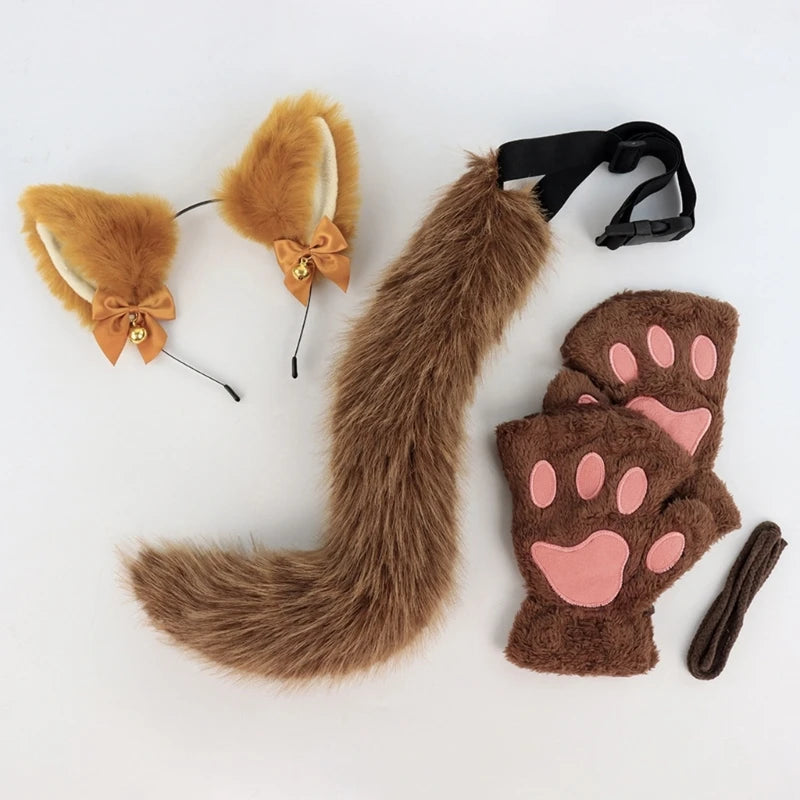 Cats Dress up Costume Includes Headband, Tail, Gloves for Girl Halloween Good Vibrations