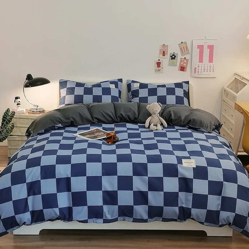 Checkerboard Bedding Comforter Set with Pillowcase bed sheet Single Full Size Bed Linen Duvet Cover Set Queen/King Double Single Good Vibrations