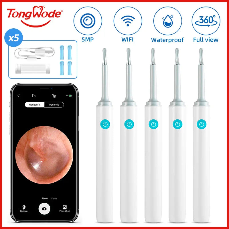 Wireless Visual Ear Endoscope Spoon Safe Silicone Earpick 5MP Camera Ear Wax Remover Luminous Otoscope 3.9mm Ear Cleaning Tools Good Vibrations