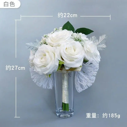AYicuthia Realistic Wedding Bride Bouquet Hand Tied Flower Decoration Holiday Party Supplies Roses Wedding Flowers Good Vibrations