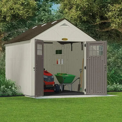 8' x 10' Heavy-Duty Resin Tremont Storage Shed, Sand Good Vibrations