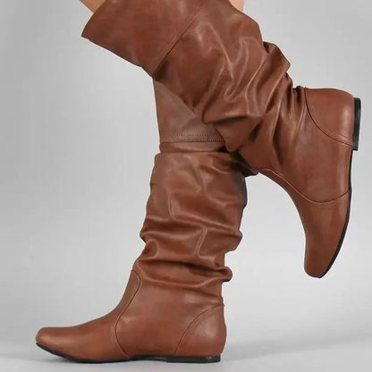 2024 Mid-Calf Boots Women Flat Shoes Spring Autumn Women High Boots Long Western Cowboy Boots Women Footwear Large size 35-43 Good Vibrations