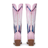 Women's Metallic Western Boots with Pointed Toe, Mid-calf To Knee-high Height, Sparkly and Colorful Design. Stylish Cowgirl Look Good Vibrations