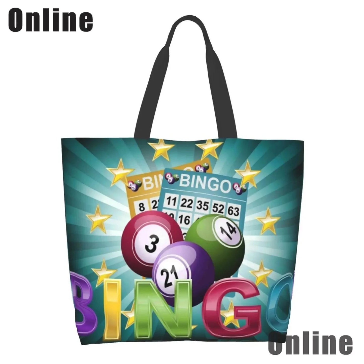 I Love Bingo Game Funny Handbags Shoulder Bags Casual Shopping Girls Tote Bag for Women Folding Reusable Shopping Bags Good Vibrations